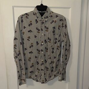 Banana Republic Light Gray Floral Button-Down Shirt